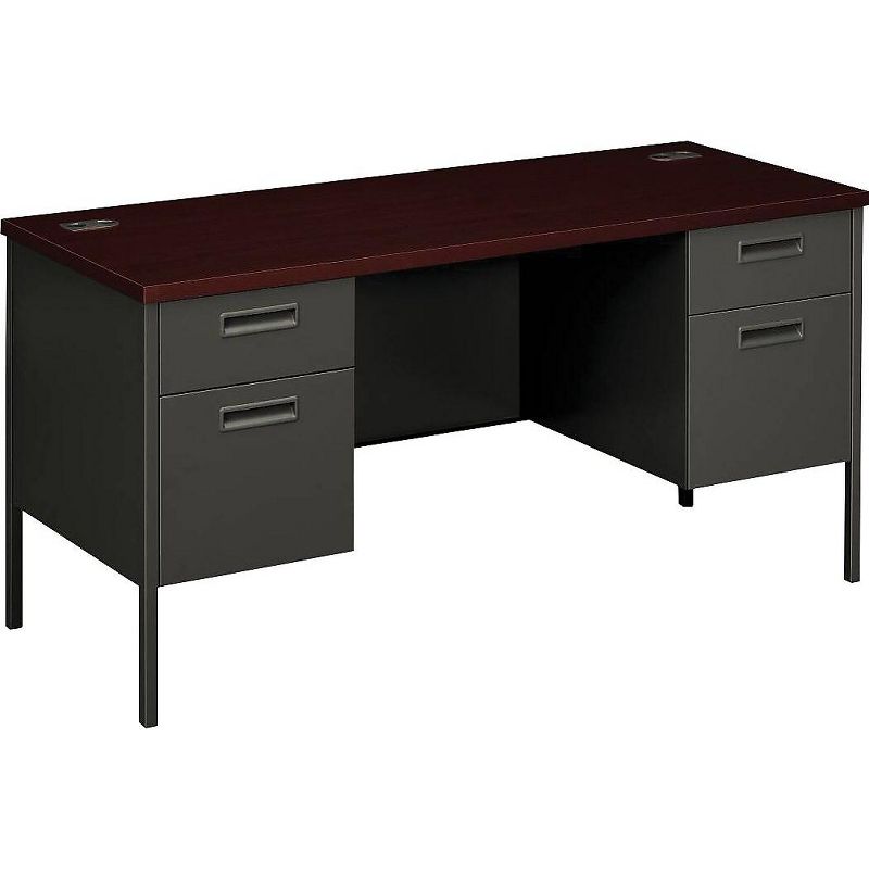 HON Metro Series Kneespace Credenza 60w x 24d x 29 1/2h Mahogany/Charcoal P3231NS