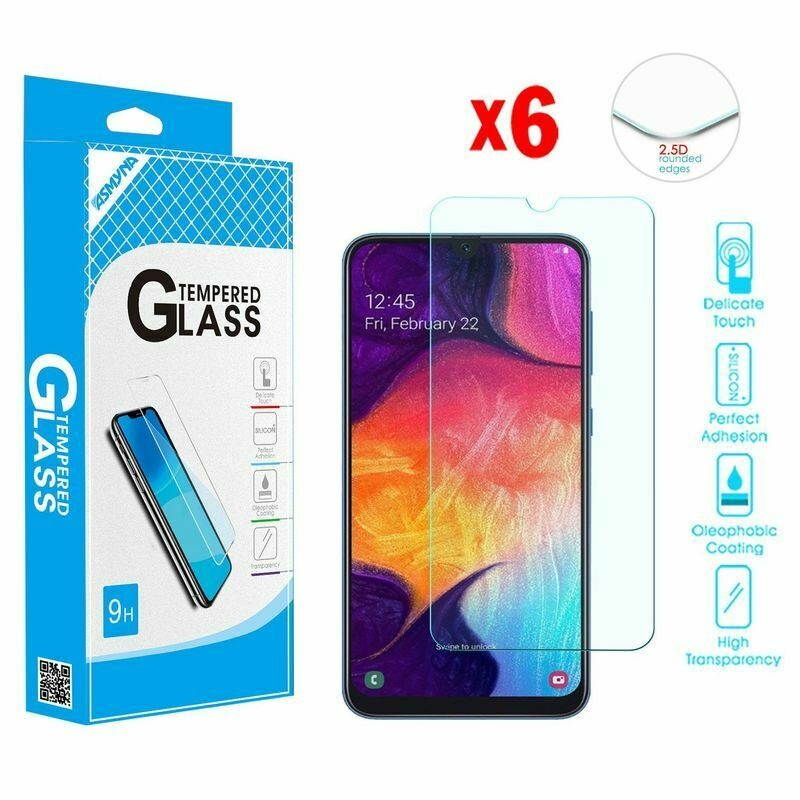 6-Pack Clear Tempered Glass Screen Protector For  Galaxy A20/A50