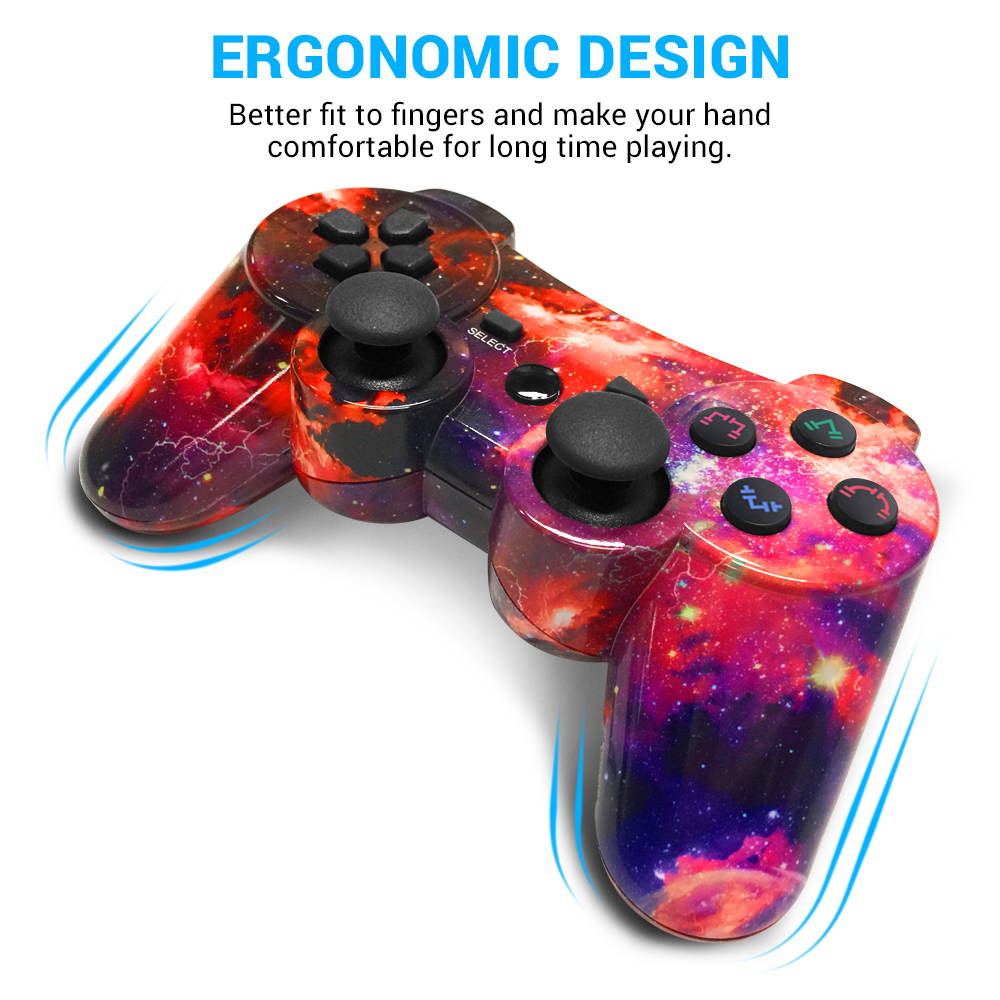 CHENGDAO PS3 Controller Wireless Dual Shock Gamepad for Sony Playstation 3 with Charging Cord (galaxy)