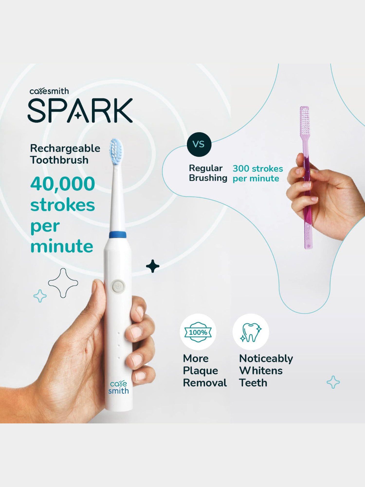 Caresmith SPARK CS009 Rechargeable Electric Toothbrush (White)