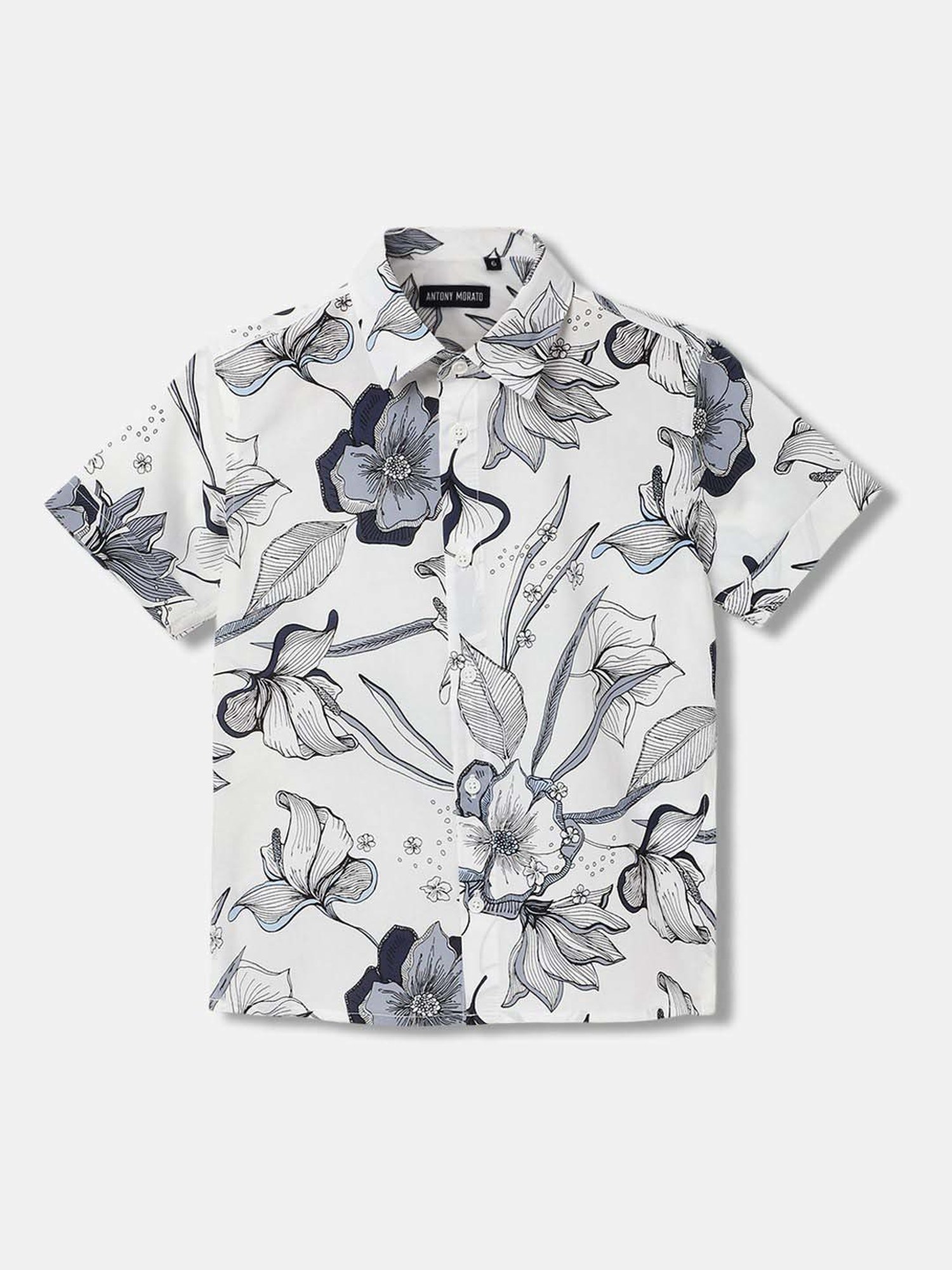 Antony Morato Kids White & Blue Floral Print Shirt