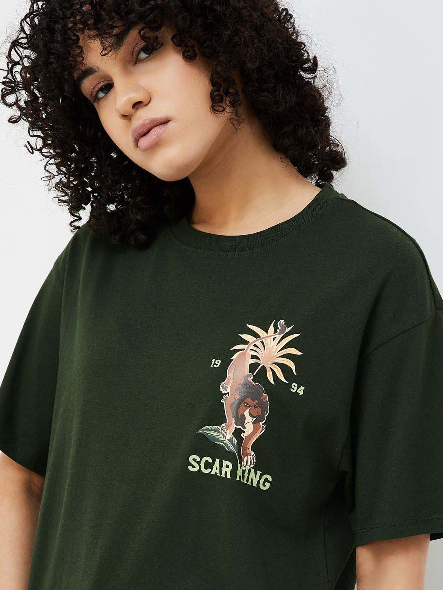 Ginger by Lifestyle Green Cotton Printed T-Shirt