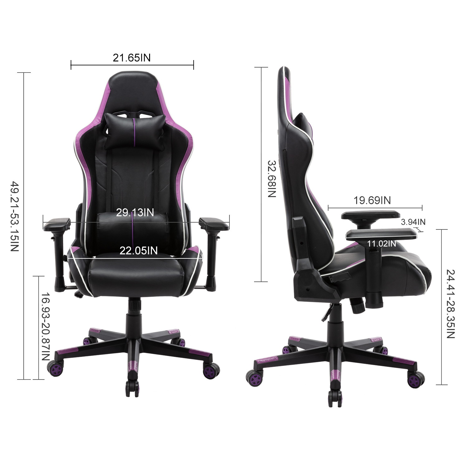 Gaming Chair Ergonomic PU Leather Office Chair High Back Computer Chair Adjustable Back Desk Chair with Adjustable Armrests Headrest and Lumbar Support