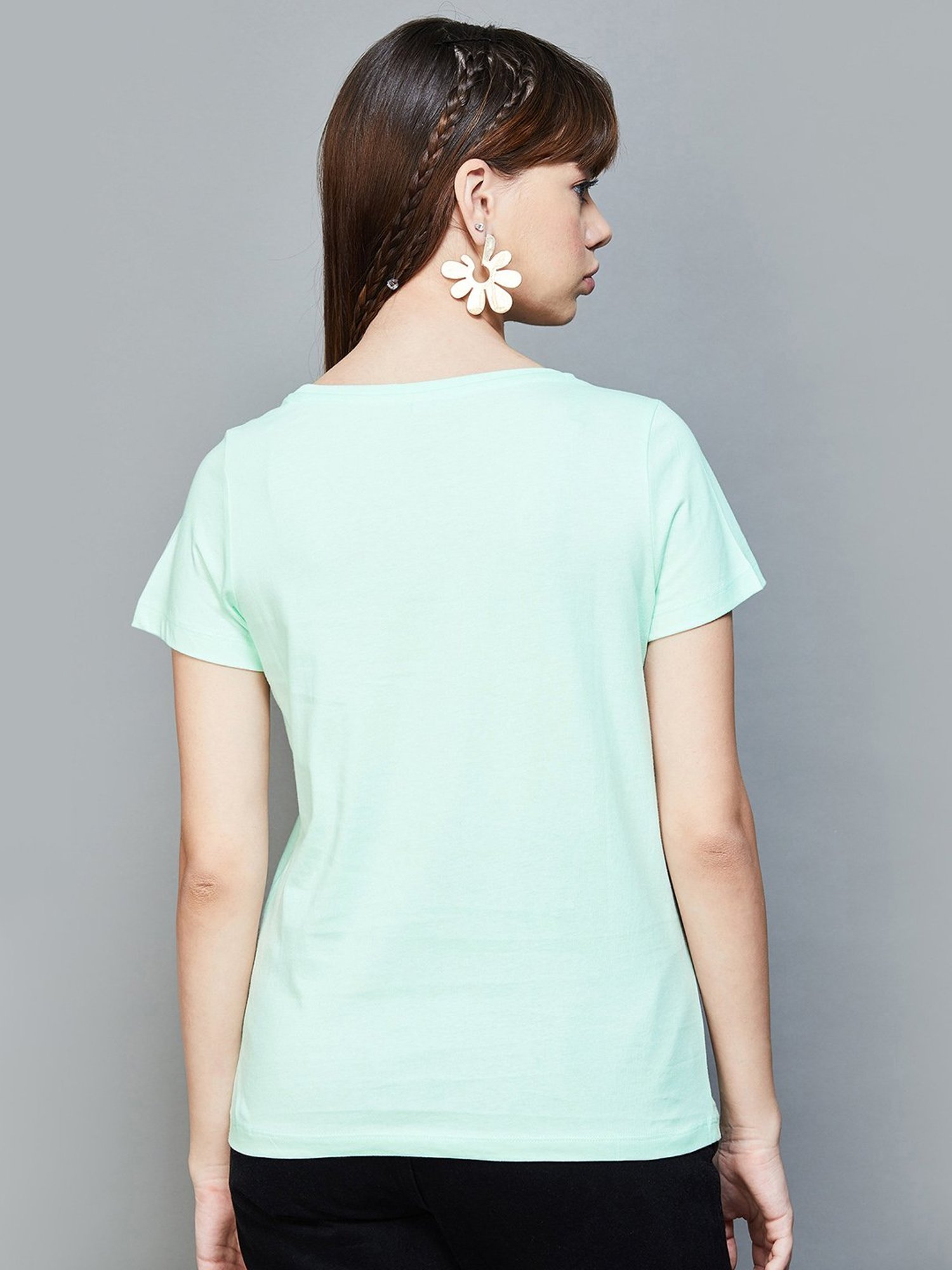 Fame Forever by Lifestyle Green Cotton Printed Top