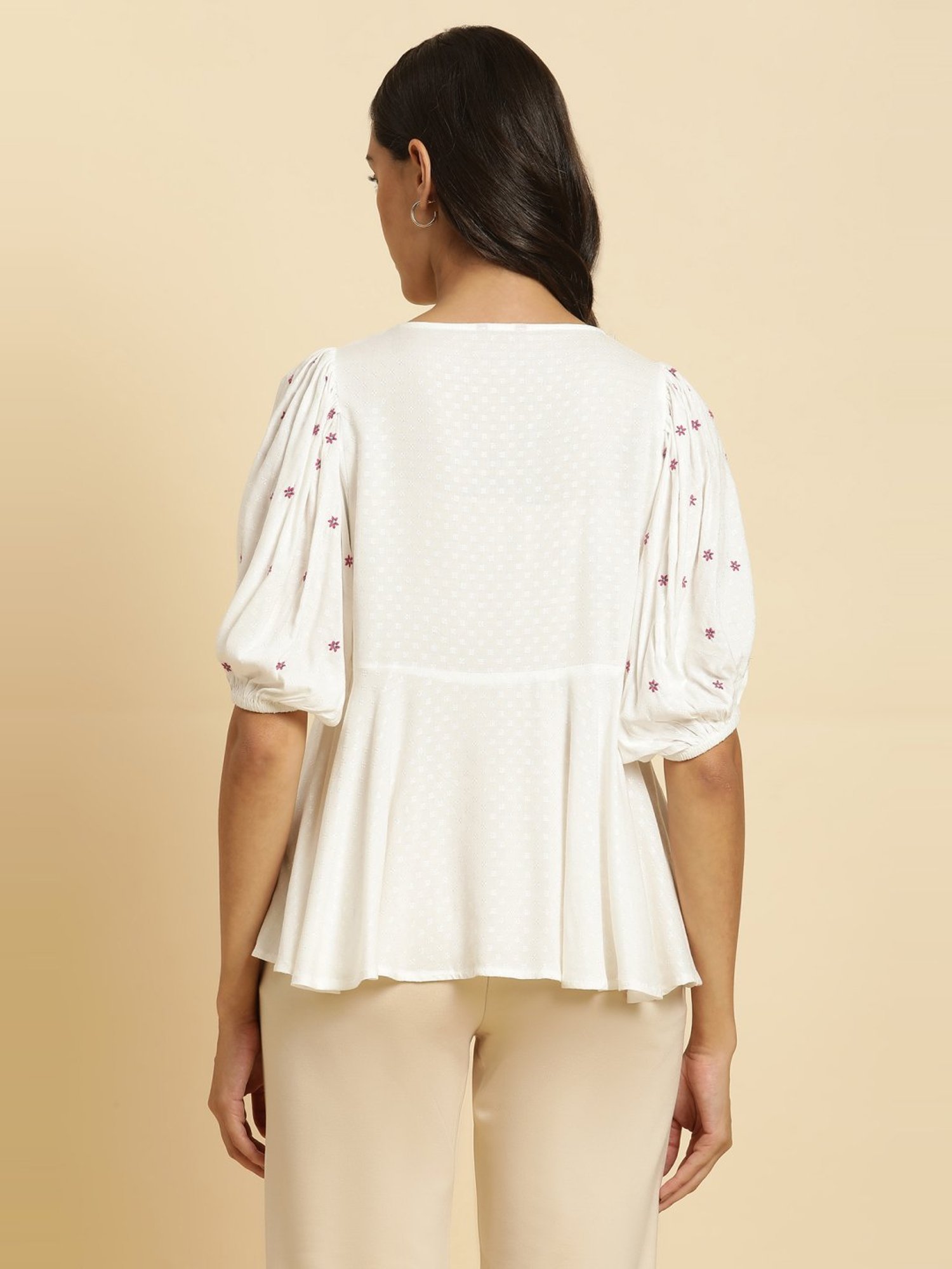W White Embroidered Top