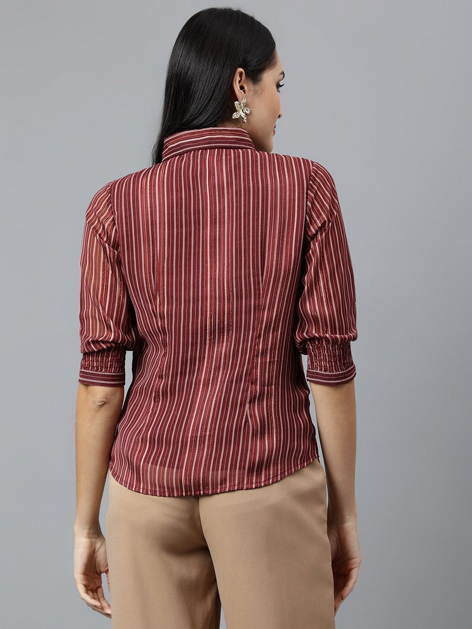 Latin Quarters Maroon Striped Top