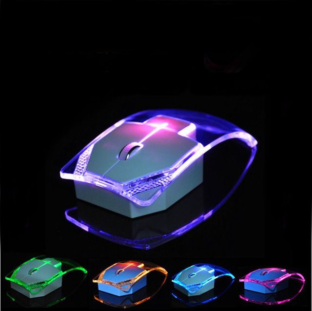 Newest Luminous Colorful Lights 2.4G Wireless Mouse Ultra-thin Power Saving Glow Mice for Notebook Desktop Computer Transparent