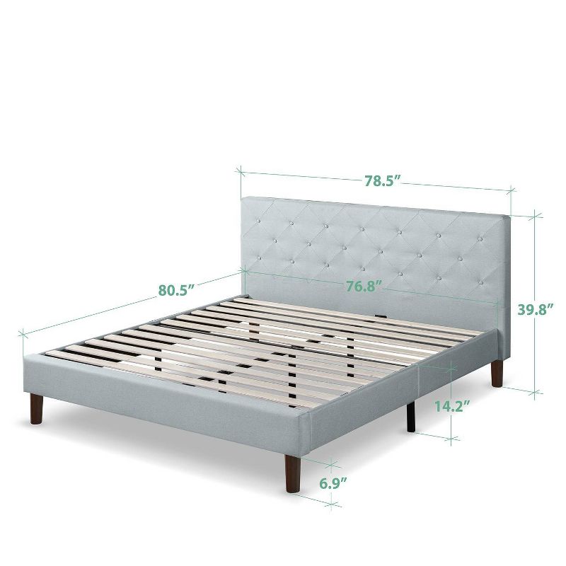 King Shalini Upholstered Platform Bed Frame Light Gray - Zinus