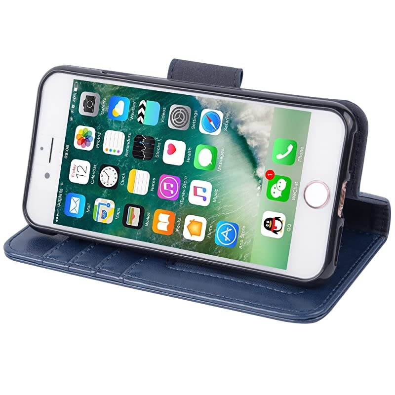 Case for iPhone 7 iPhone 8 iPhone SE 2020 Premium PU leather wallet Case with Kickstand and Flip Cover for iPhone 7 iPhone 8 iPhone SE 2nd Generation 47 inch blue