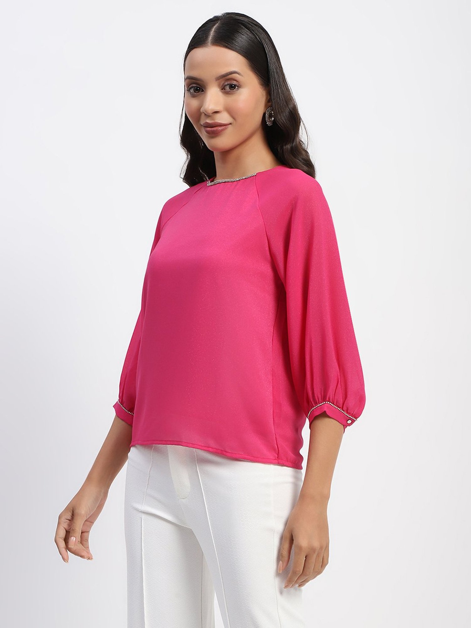 MADAME Pink Embellished Top
