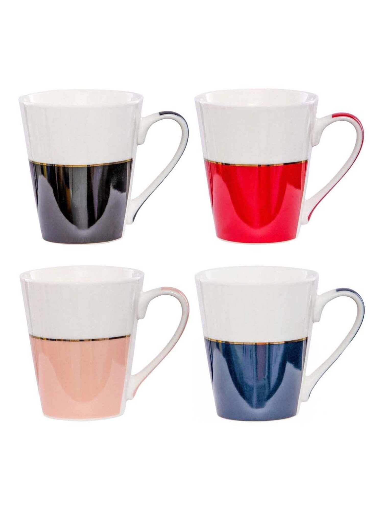 White Gold Multicolor Porcelain Coffee Mug (0.31 L) - Set of 4