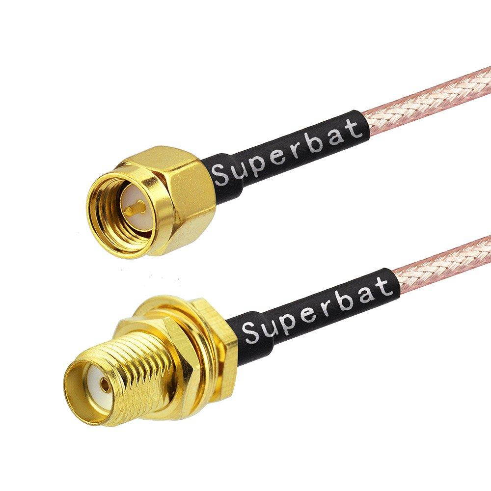 Superbat RF Coaxial SMA Male to Male/Female Bulkhead Connector Straight Pigtail Cable RG316 15cm (6inches) 2pcs for SDR Antenna Ham Radio