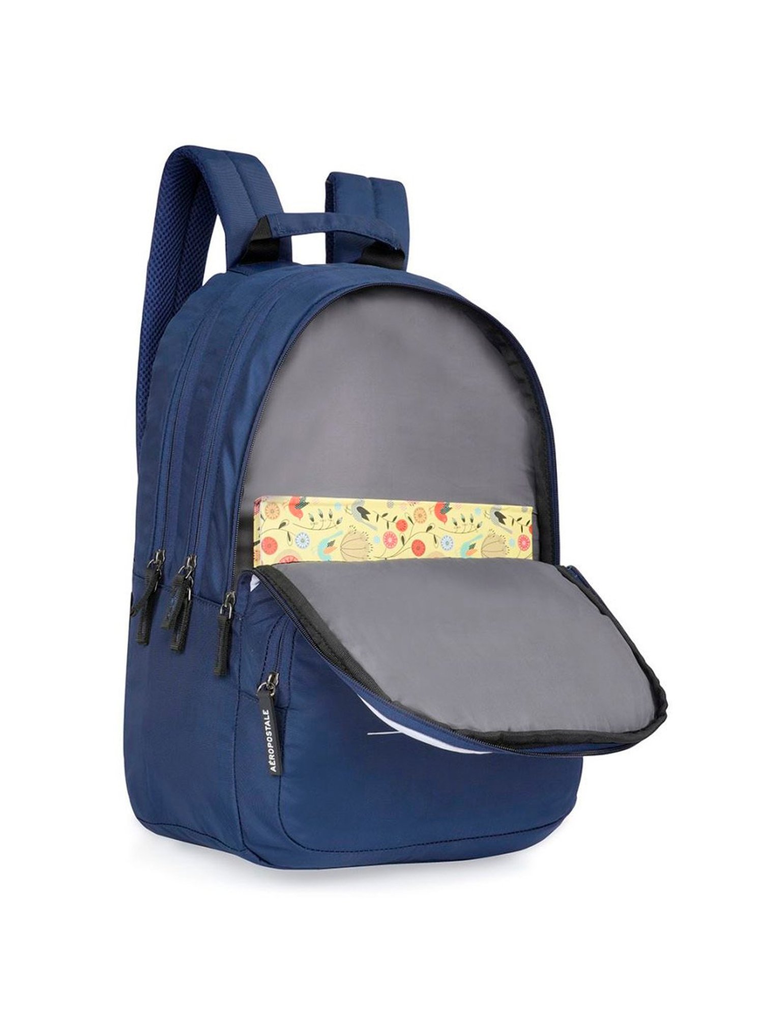 Aeropostale Wilton Navy & Off White Polyester Color Block Laptop Backpack - 24 Ltrs