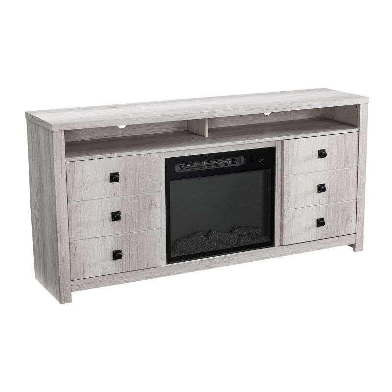 Rosemark 3 Door Media Credenza TV Stand for TVs up to 66" Gray - Treasure Trove Accents