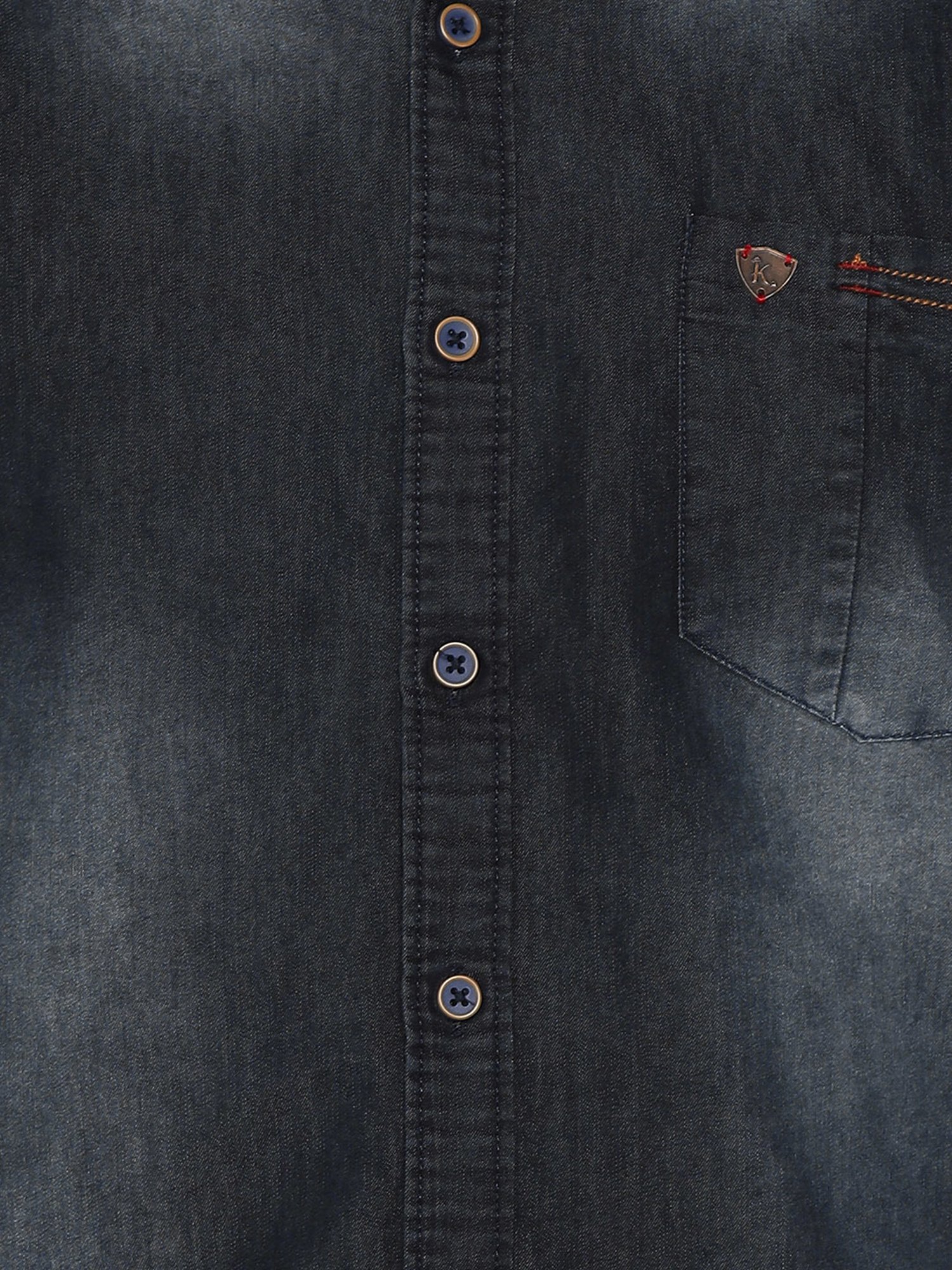 Kuons Avenue Black Slim Fit Denim Shirt