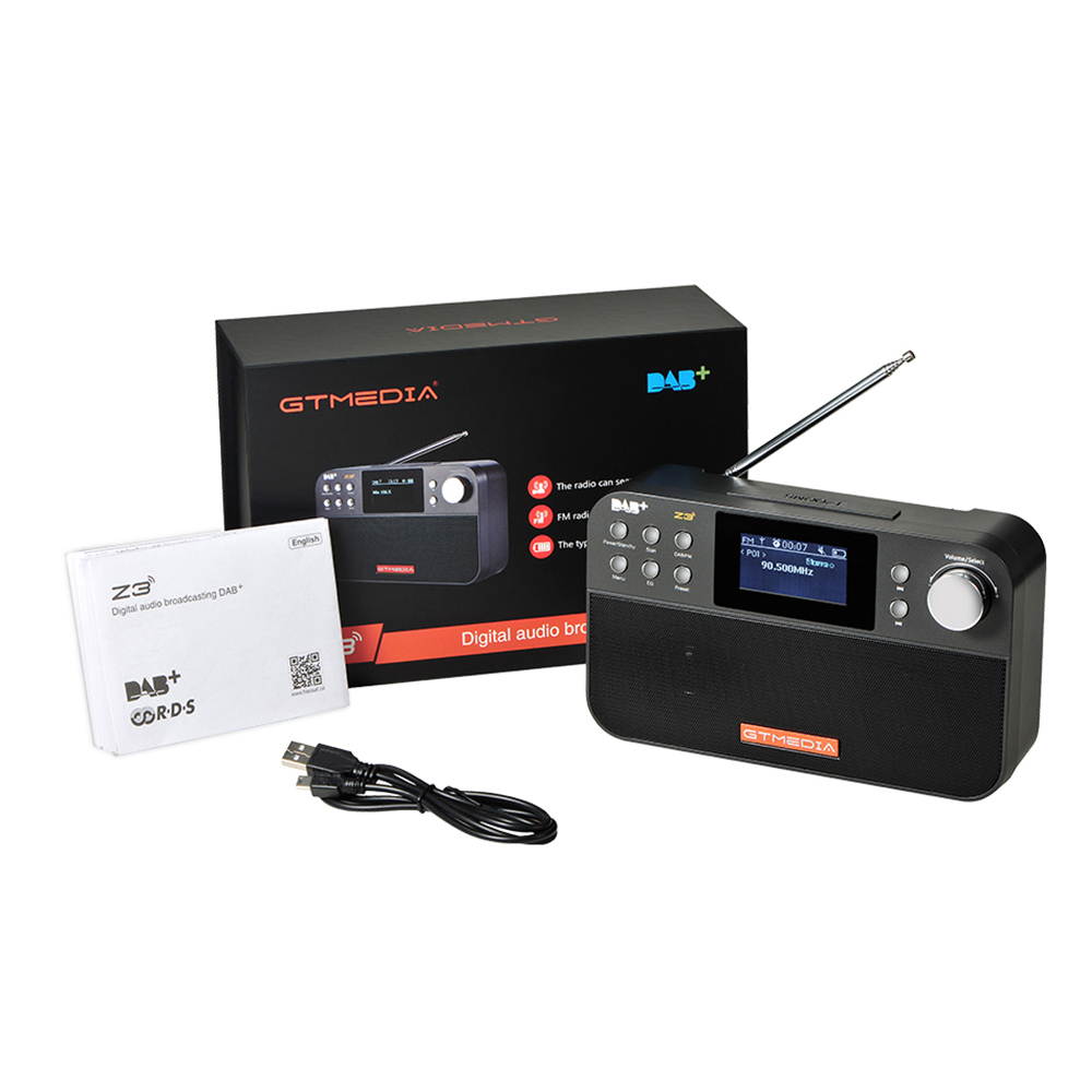GTmedia Z3 Portable DAB Radio Digital FM Radio USB Rechargeable Battery Powered with Speakers TFT-LCD Screen