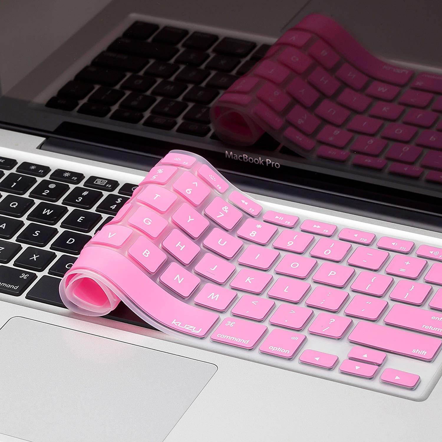 Kuzy ROSE PINK Keyboard Cover Silicone Skin for MacBook Pro 13" 15" 17" (with or w/out Retina Display) iMac and MacBook Air 13" - Rose Pink