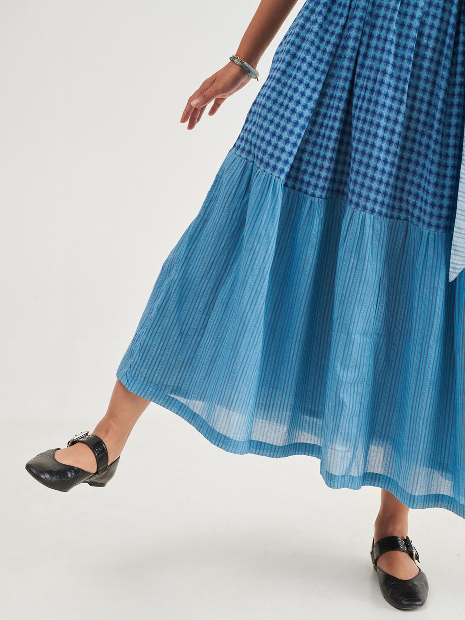 Prakriti Jaipur Indigo Checks Long Dress