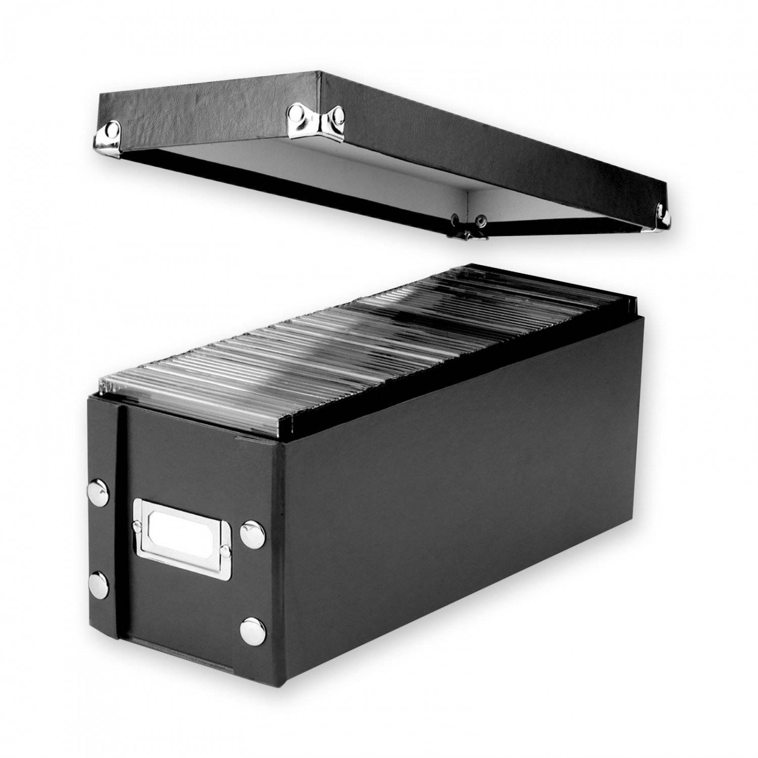Snap-N-Store CD Storage Boxes, Set of 2 Boxes, Each 13.25" x 5.125" x 5.125", Holds up to 165 CDs, Black (SNS01617)