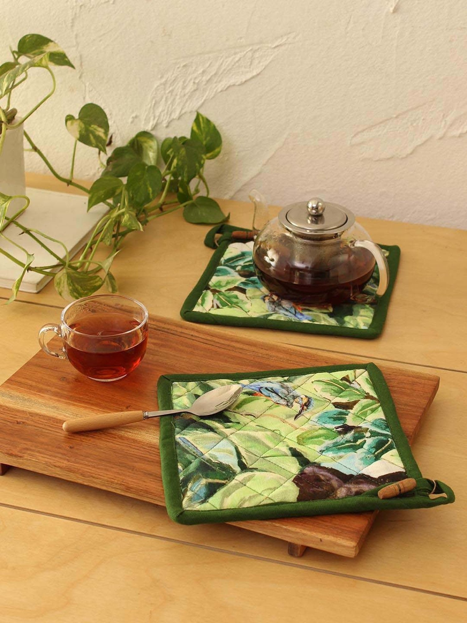 House This Namdapha Green Cotton Pot Holders - Set of 2
