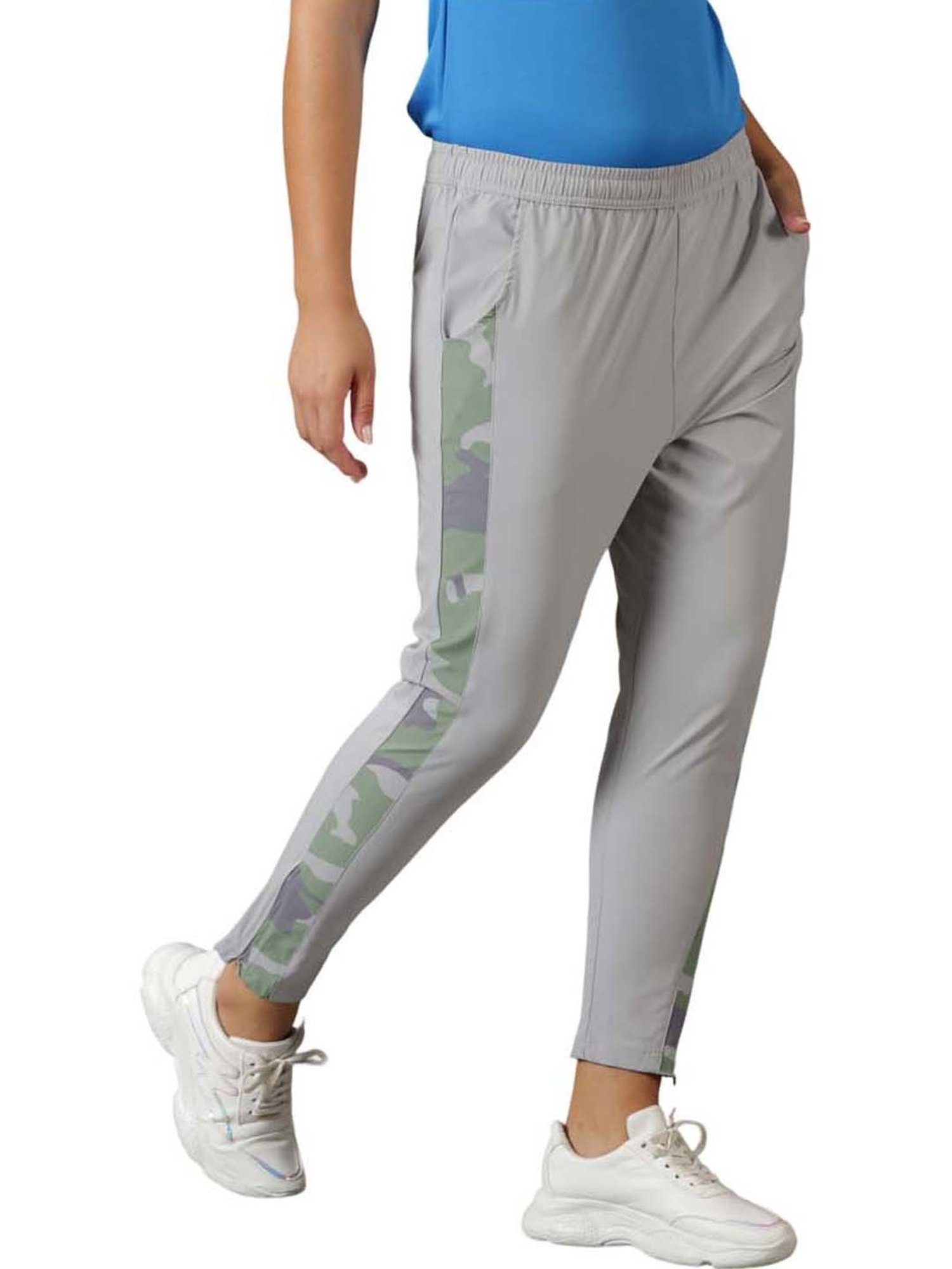 Domin8 Women Camouflage Print Track Pants With Drawstring Waist & Slant Pockets.