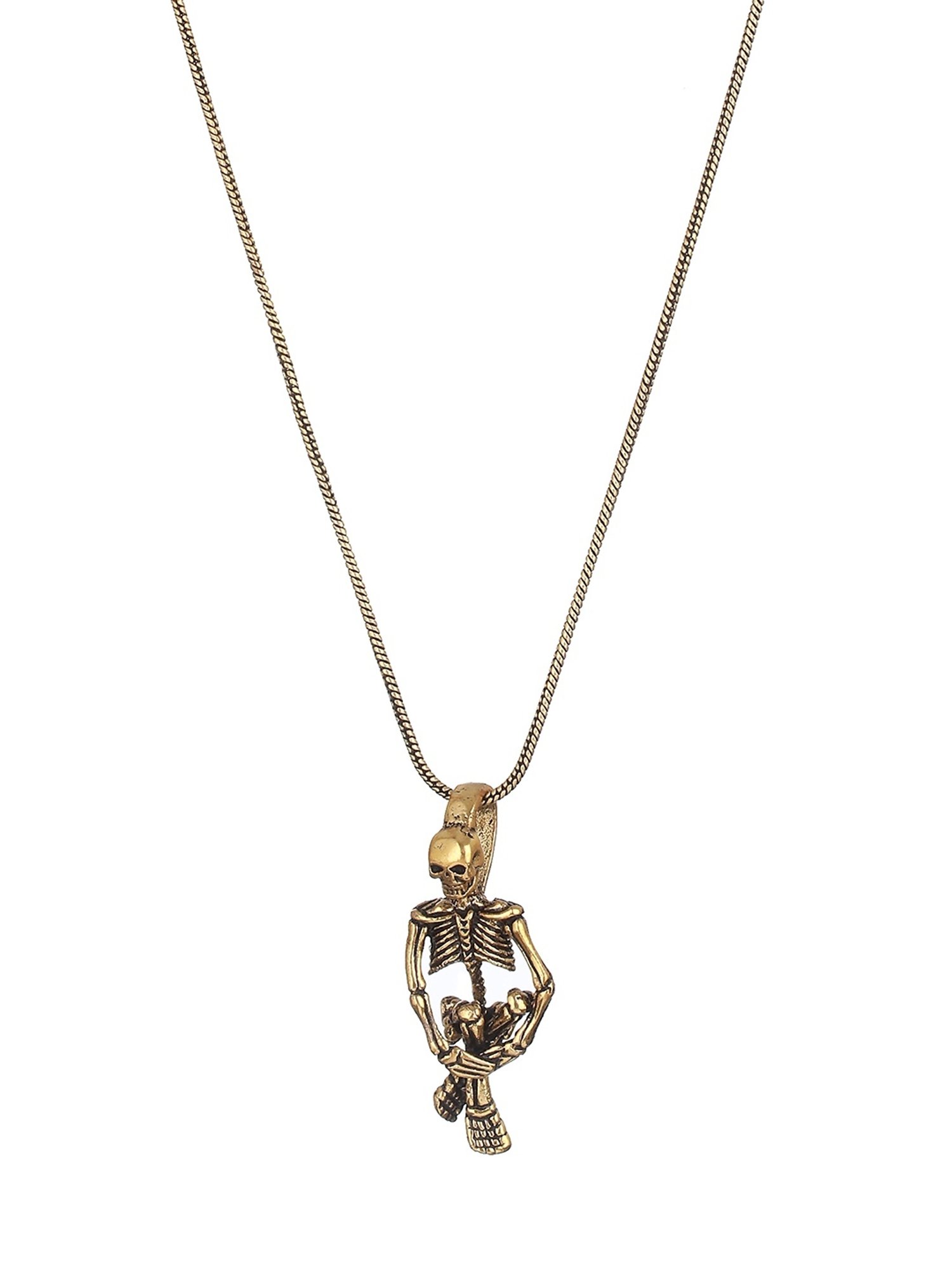 Bold by Priyaasi Sitting Skeleton Black Casual Pendant With Chain for Men