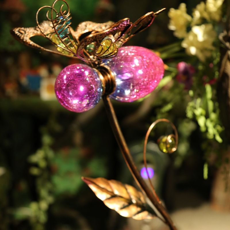 GIL S/3 42.9"H Solar Lighted Flower Yard Stakes