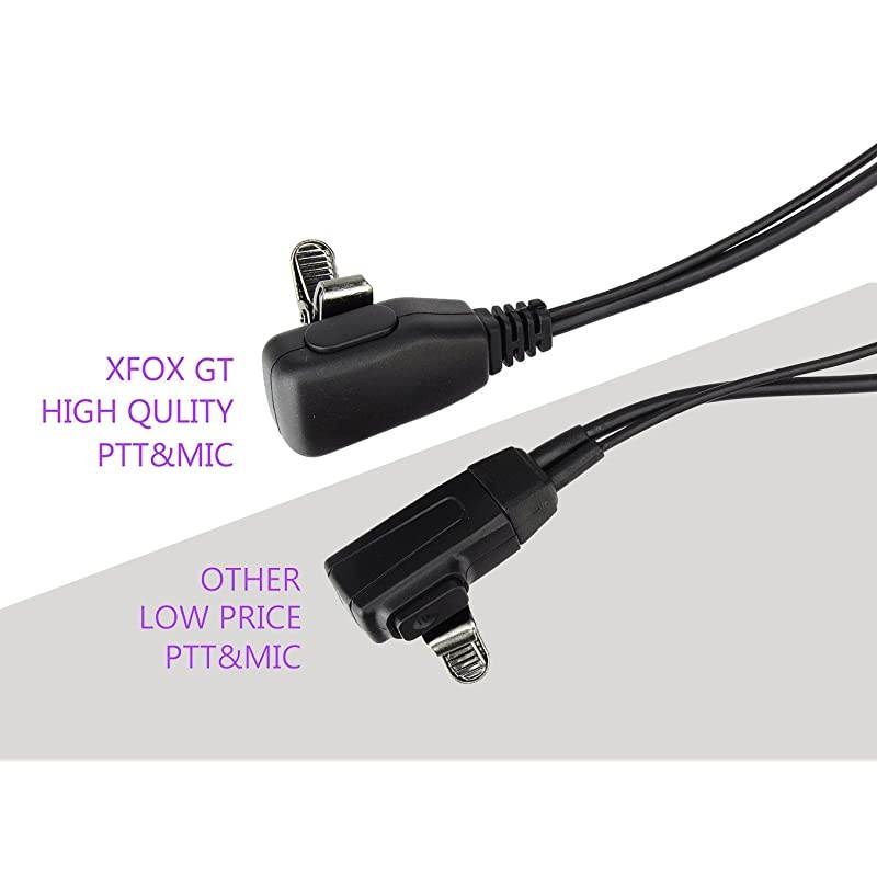 10Pcs M1PE1010 PTT Clear Acoustic Coil Tube Earpiece 1Pin 2.5mm Plug FBI Style Earphone with Push to Talk and Mic for Motorola Cobra Walkie Talkie Two Way Radios T6200C T5800 MH230R MT350R etc