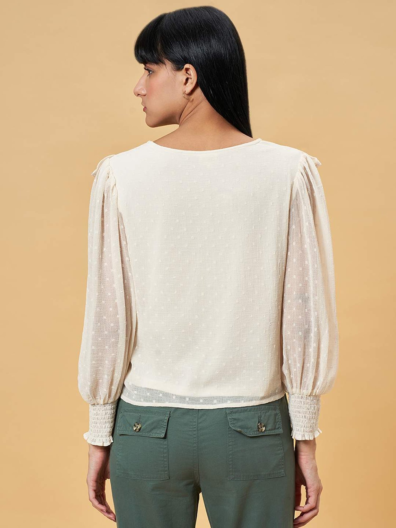 Honey by Pantaloons White Self Pattern Top