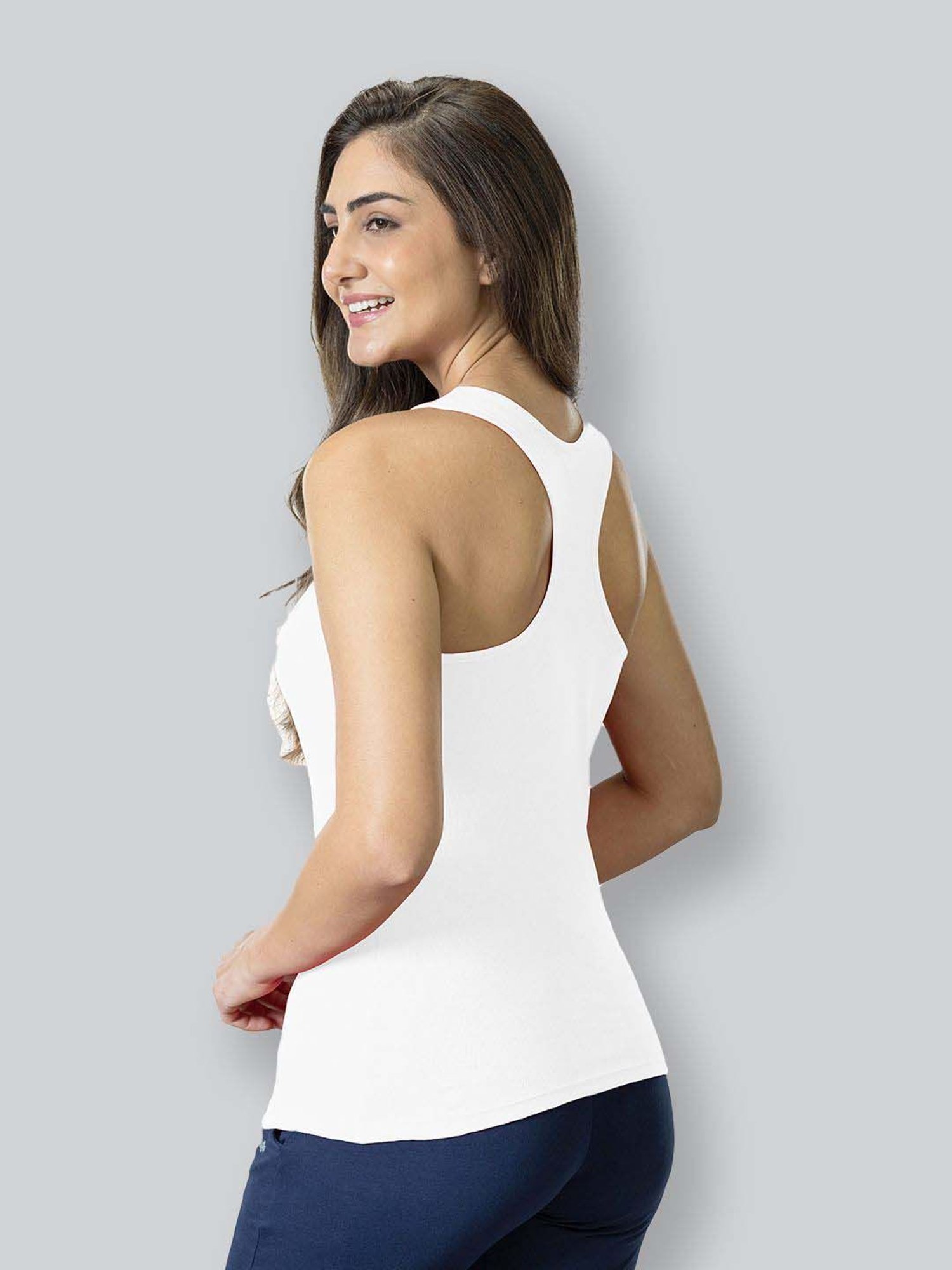 Superstar by Westside White Ribbed Cotton Blend Tank Top