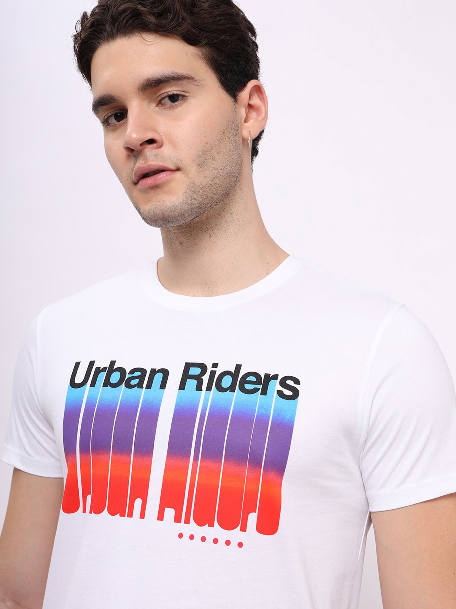 Lee White Slim Fit Graphic Print Cotton Crew T-Shirt