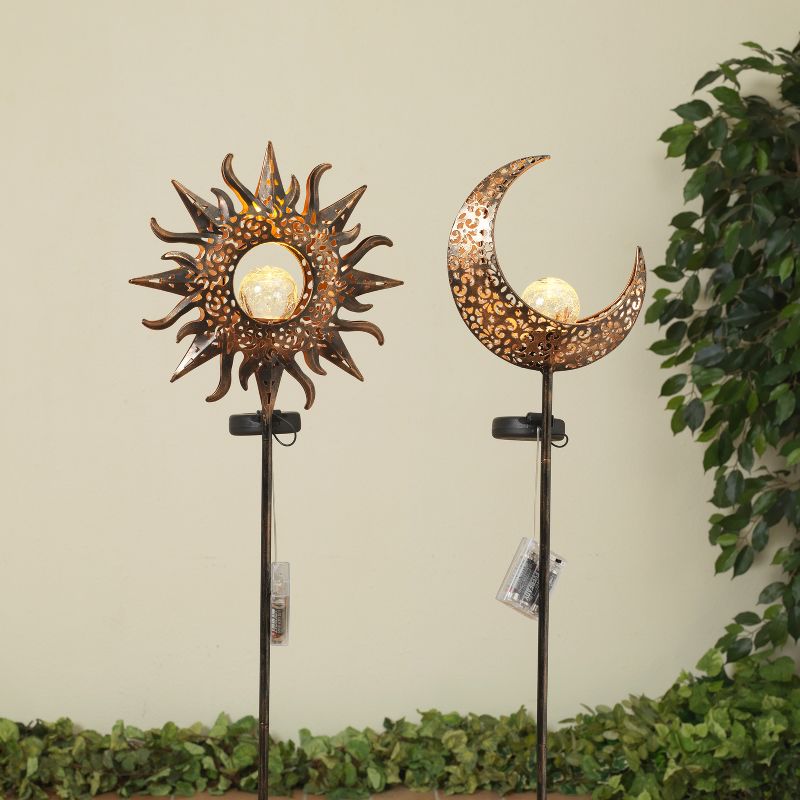 GIL S/2 35"H Multicolor Solar Wind, yard stake w/ glass  Balls