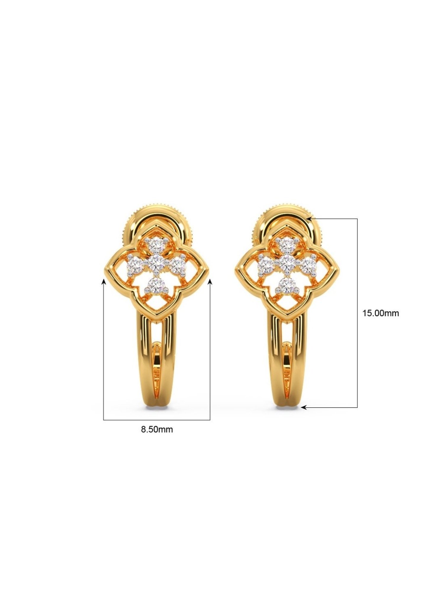 Candere by Kalyan Jewellers Peacock Collection 18k Yellow Gold Diamond Hoop Earrings for Women