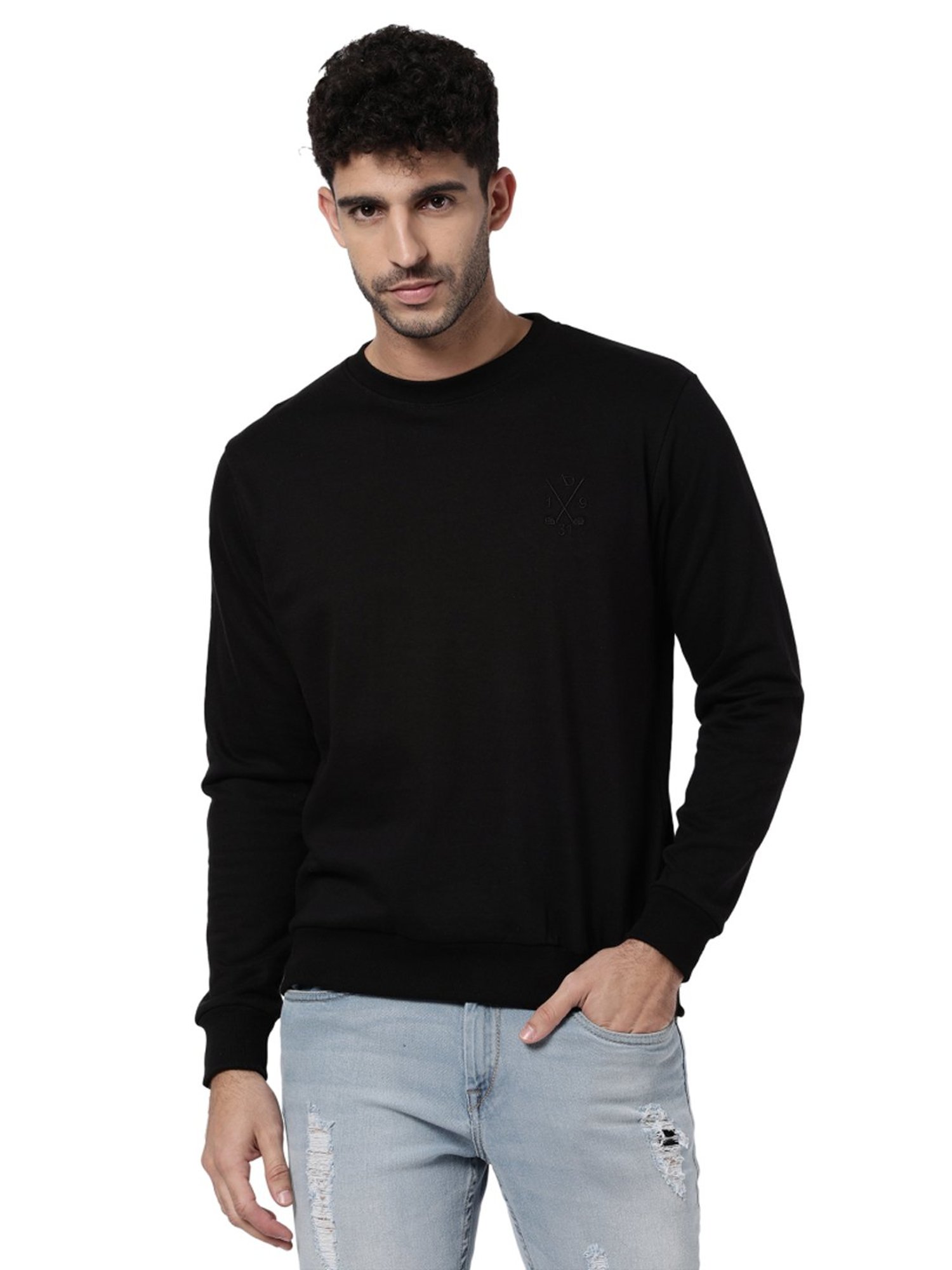 Forca Black Regular Fit Printed Sweatshirt
