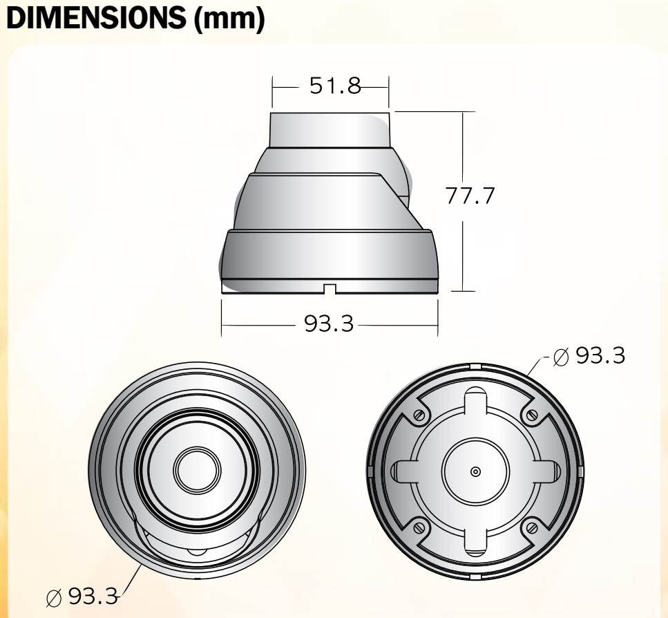 Eyemax HD TVI TIB-2022-B36 1080P In/Outdoor IR Turret Camera, 3.6mm 12V DC Grey ( Made In Korea )