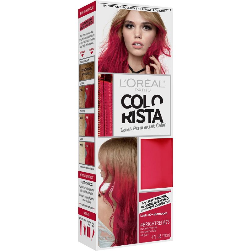 L'Oreal Paris Colorista Semi-Permanent Hair Color - Light Bleached Blondes - Bright Red - 1 kit