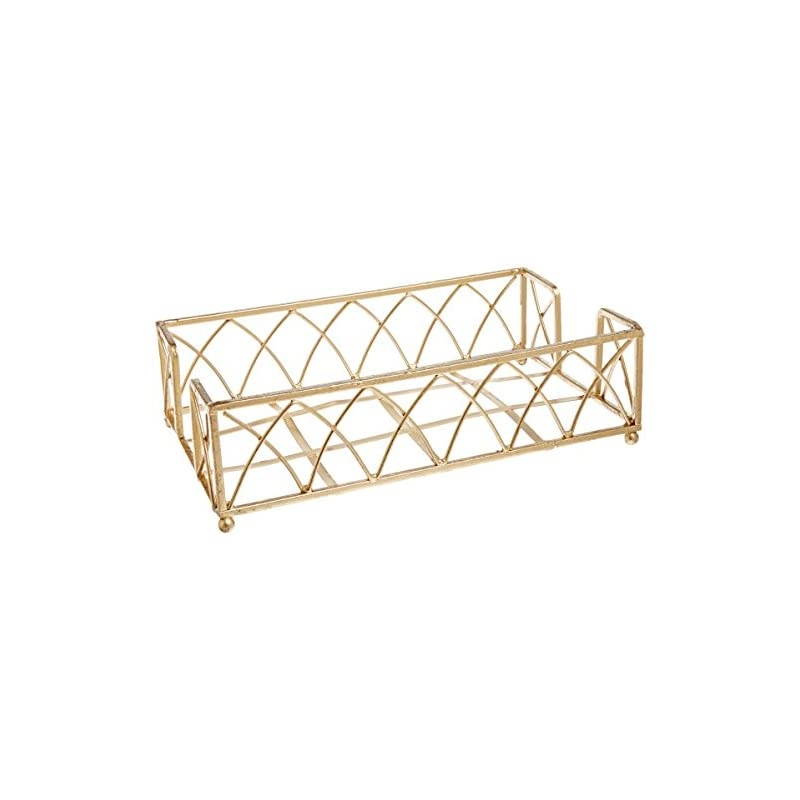 Arch Design Guest Towel Napkin Holder Caddy, 9 x 5.25-Inches, Gold Leaf