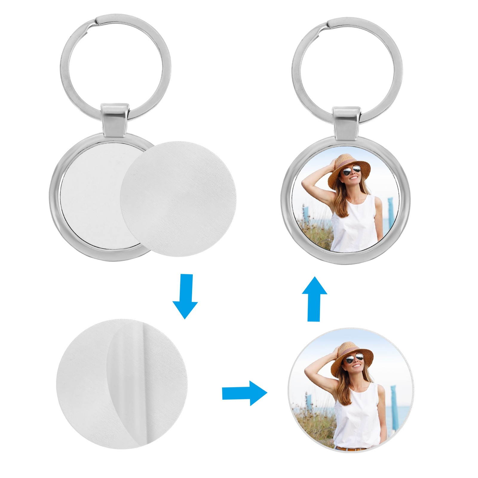 5pcs Sublimation Keychain DIY Key Ring Blank Key Chain Metal Key Ring Ornament