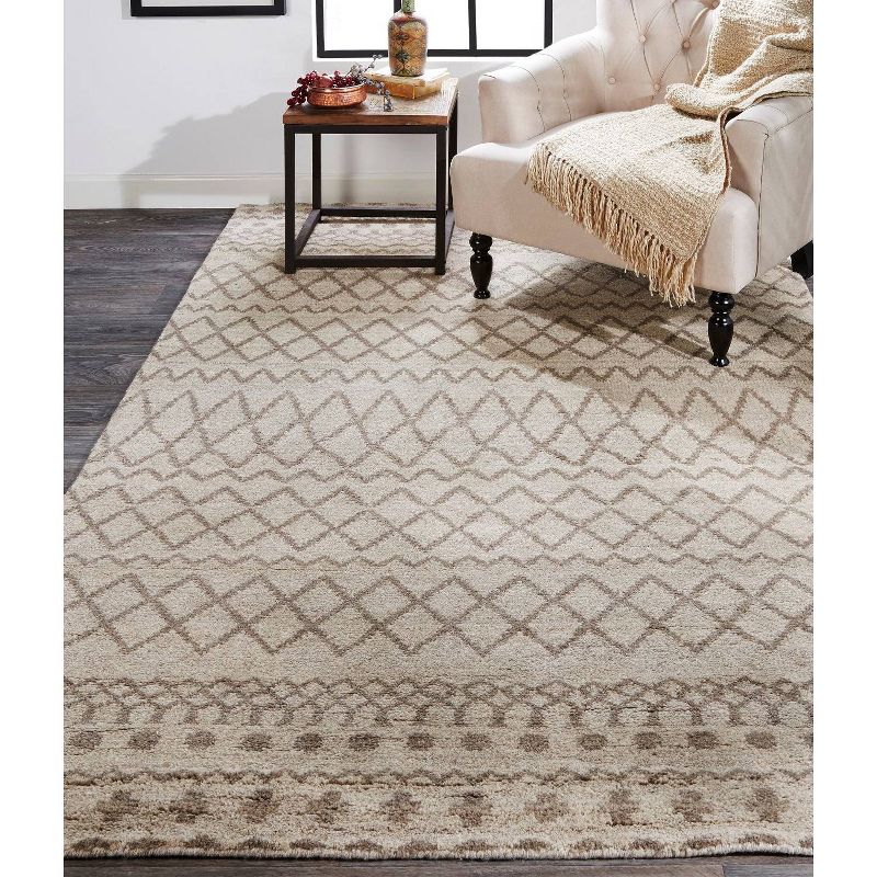 2'X3' Geometric Design Knotted Accent Rugs Natural/Ivory - Weave & Wander