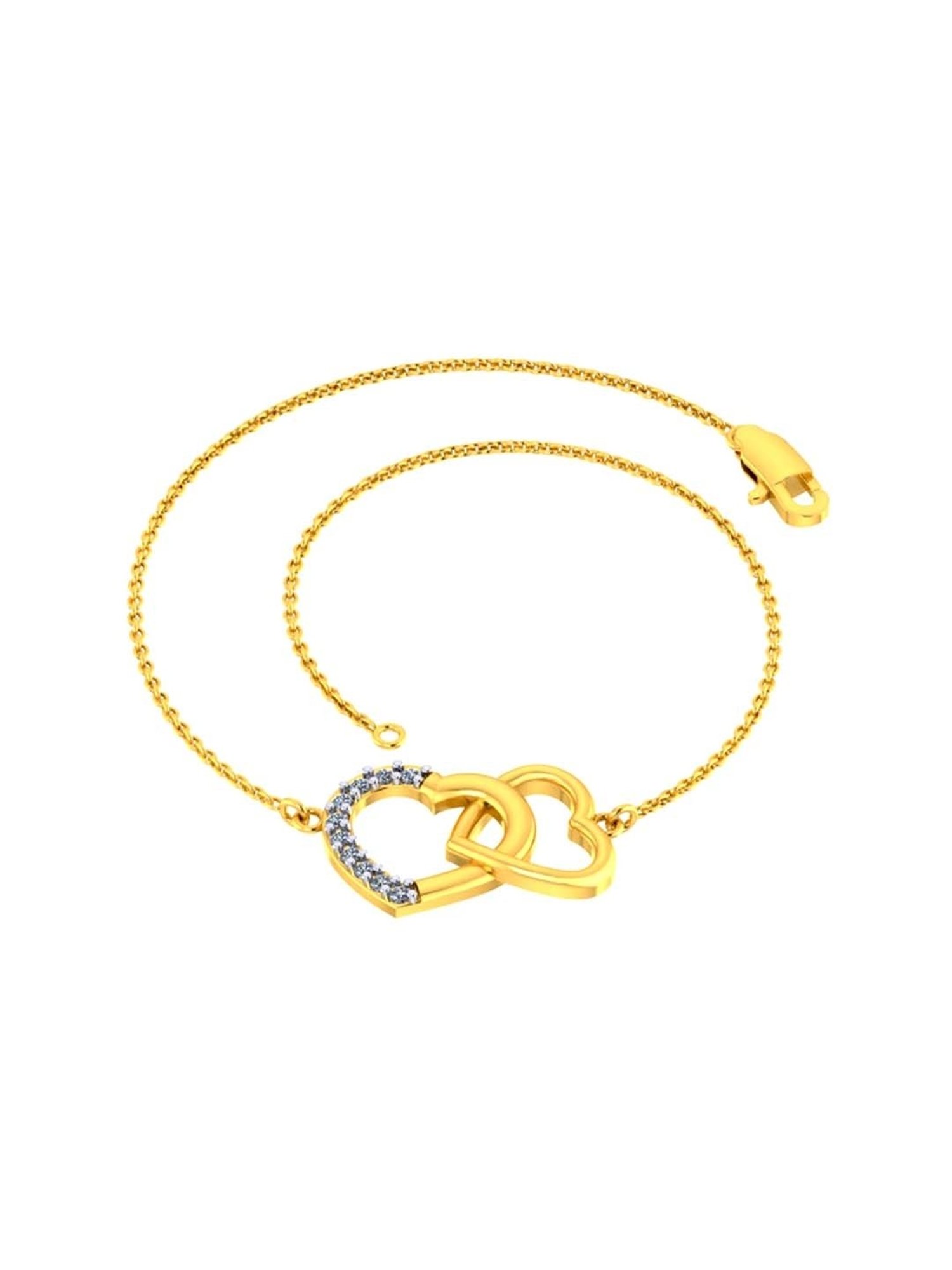 P.C Chandra Jewellers Elegant 18k Yellow Gold and Diamond Heart Loop Bracelet