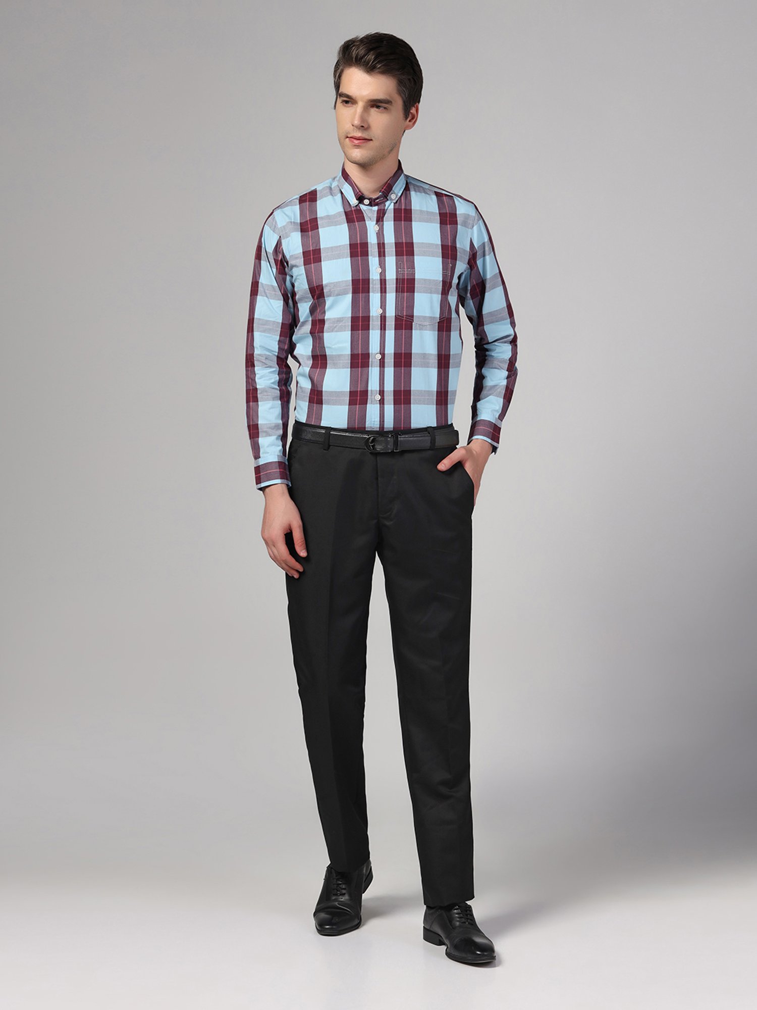 TAHVO Blue & Black Regular Fit Check Co-Ord Sets