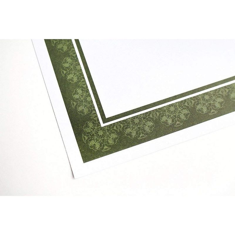50-Sheet Certificate Paper, Letter Size Award Paper with Green Border for Diploma, 8.5" x 11"