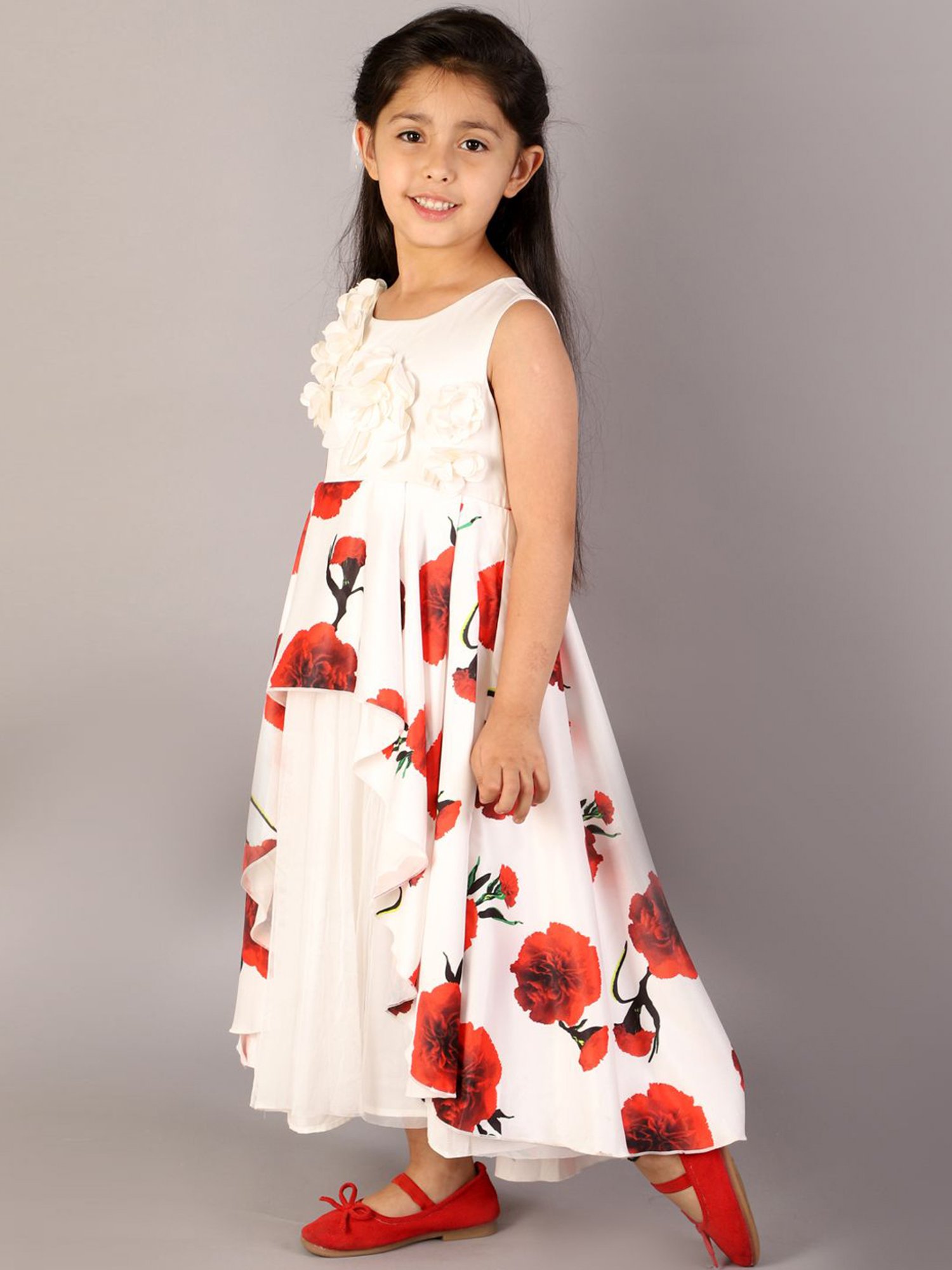 KidsDew Kids White Floral Print Dress