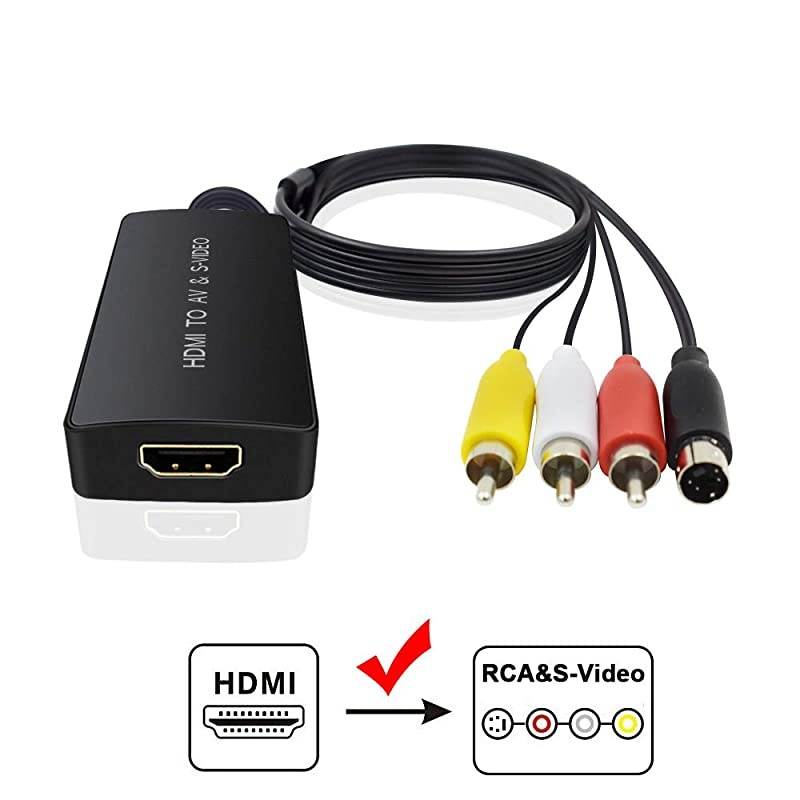 to SVideo Converter to AV Composite Audio Video Converter to RCA Adapter with RCA and Svideo Cable Support 1080p for PC Laptop Xbox PS3 TV STB VHS VCR BlueRay DVD
