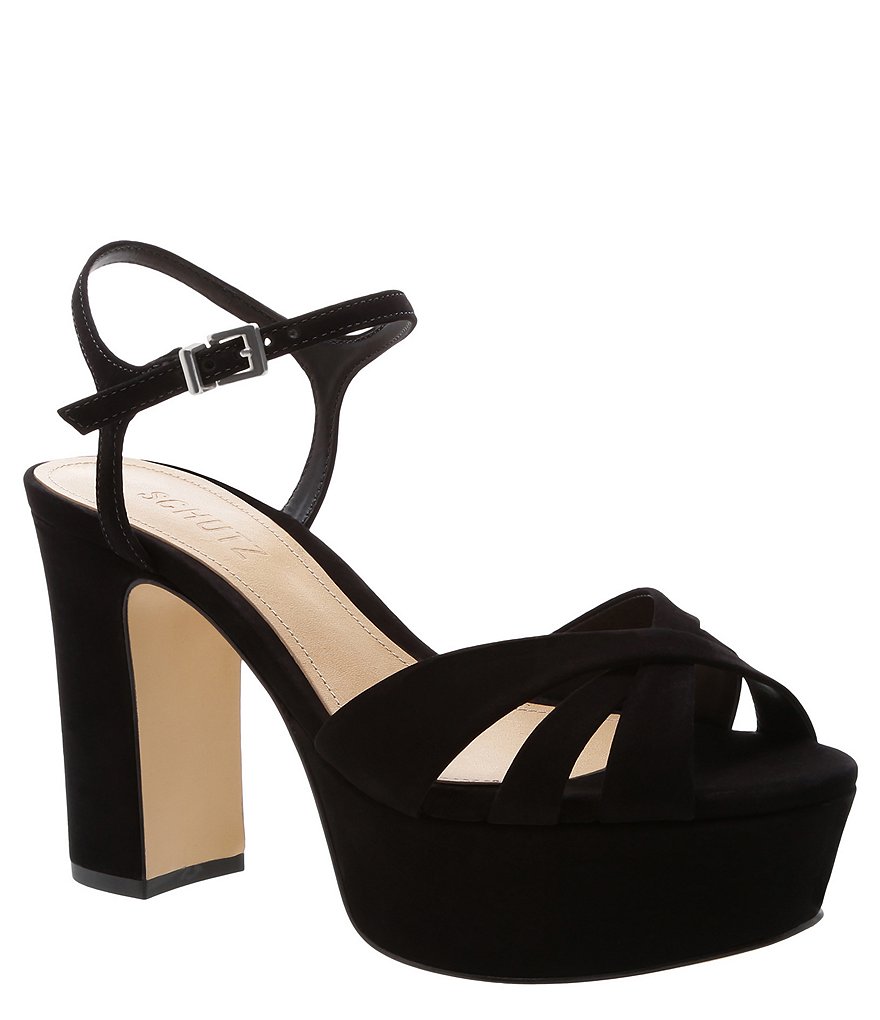 Schutz Keefa Suede Platform Block Heel Sandals