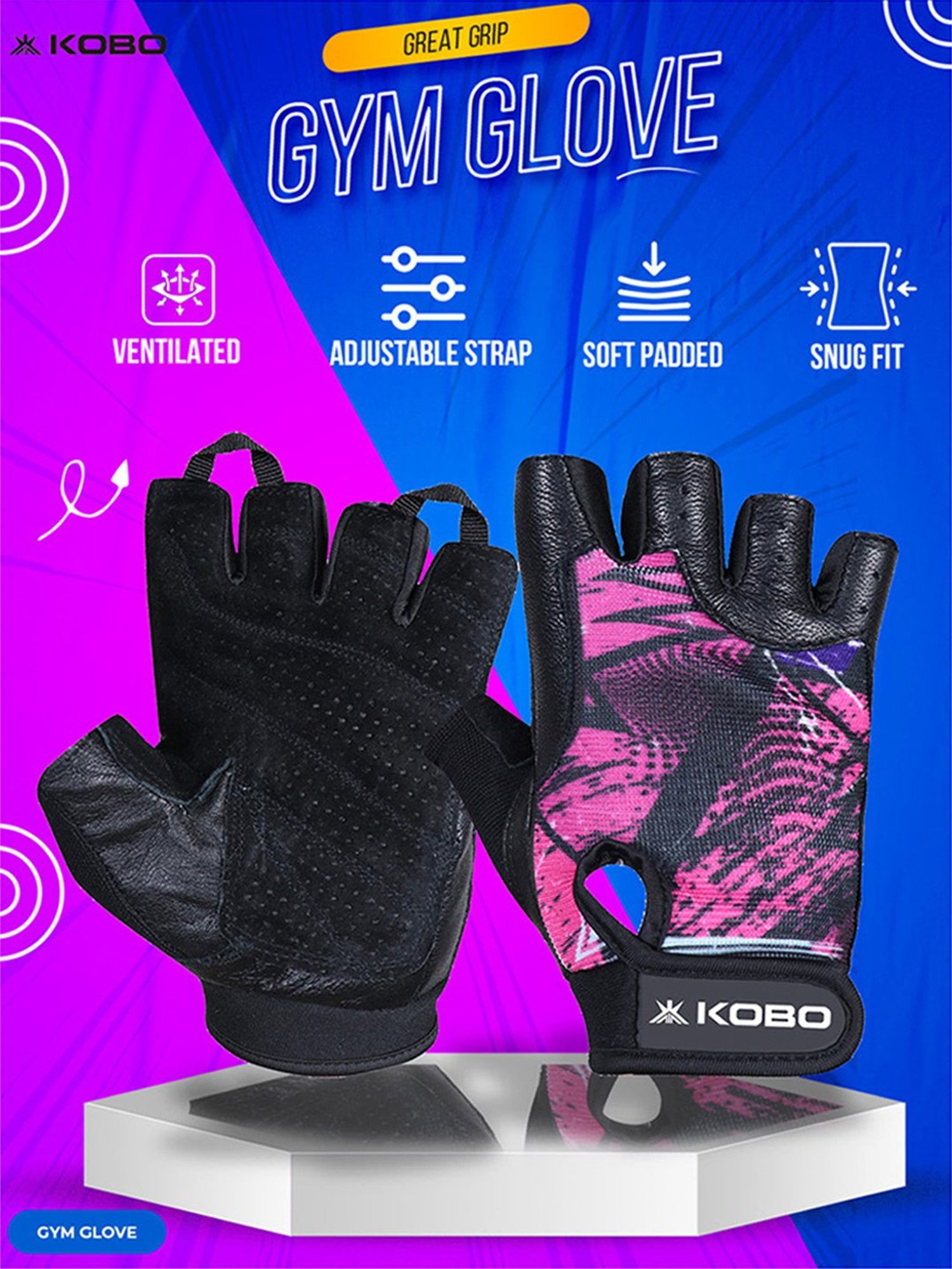 Kobo Weight Lifting Gym Gloves (Pink) Size - XL