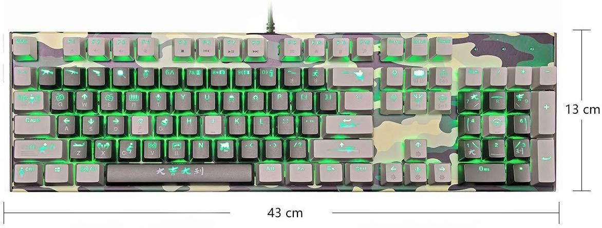 Merdia Mechanical Gaming Keyboard Wired Backlit OUTEM Red Switch Keyboard Full Size 104 Keys US Layout-Camouflage