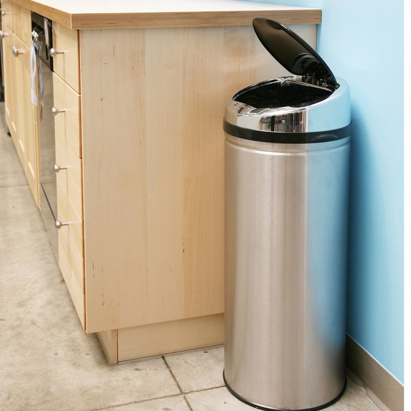 iTouchless Sensor Kitchen Trash Can with AbsorbX Odor Filter 13 Gallon Silver Stainless Steel