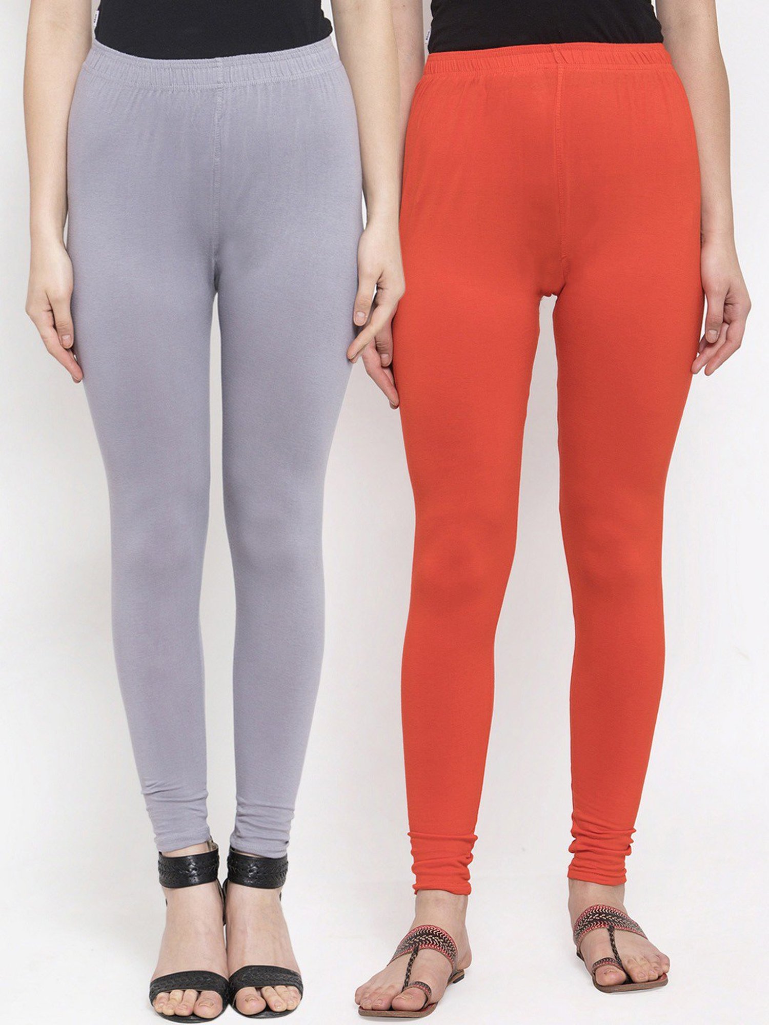 TAG 7 Orange & Grey Leggings - Pack of 2