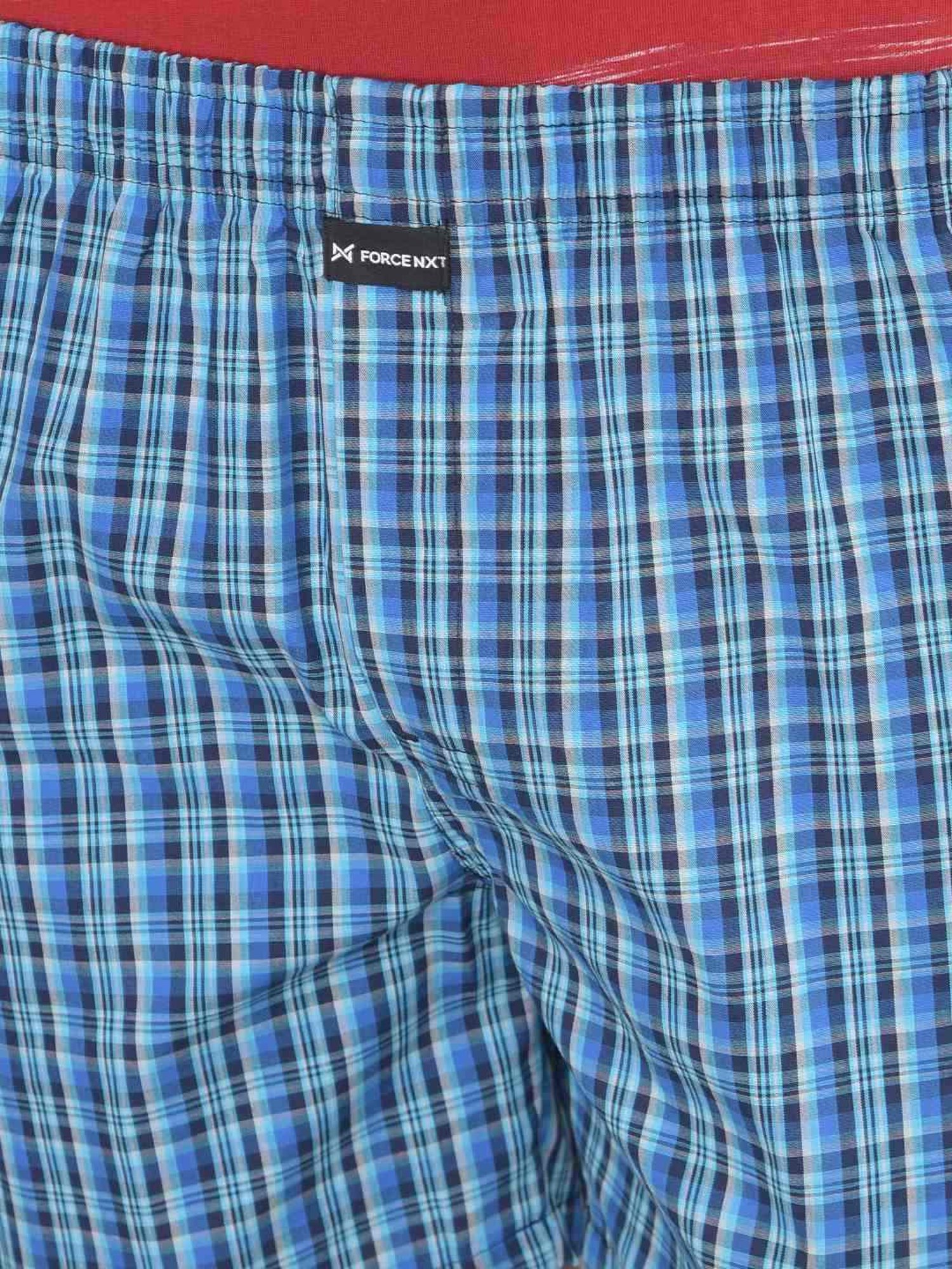 Force NXT Navy Cotton Regular Fit Checks Boxers